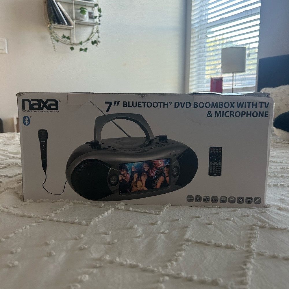 Naxa 7” Bluetooth DVD Boombox with TV and Microphone — BRAND NEW